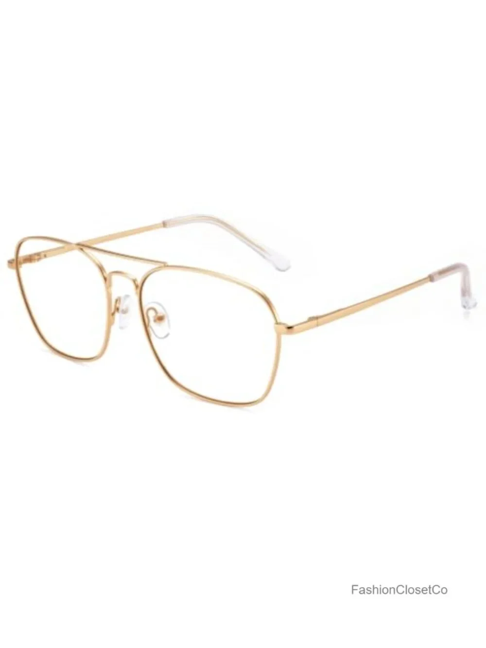 Retro Metal Aviator Blue Light Glasses, Square Frame, Spring Hinge, Anti Glare